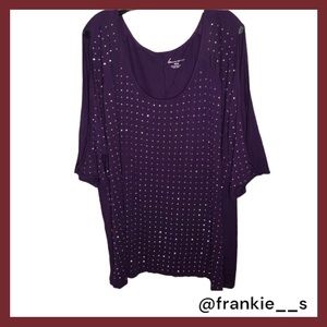 Lane Bryant - Purple Open Sleeve Shirt